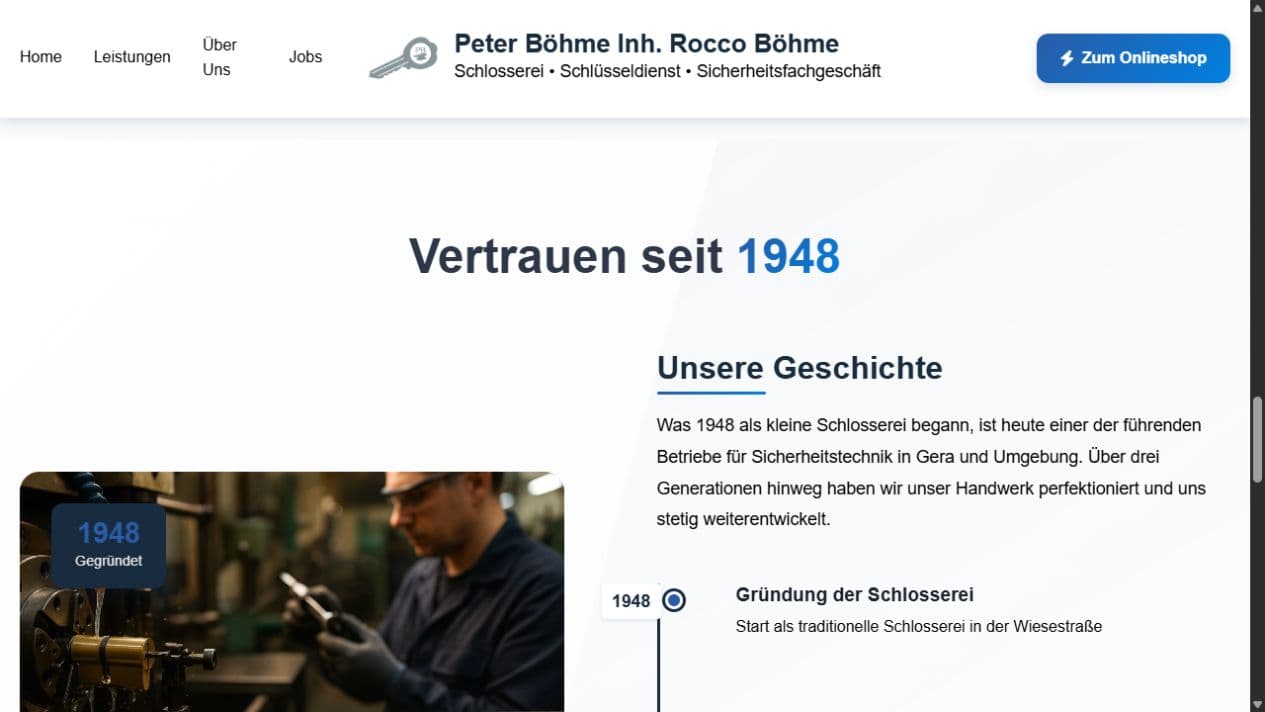 Unternehmensgeschichte von Böhme Gera von der Schlosserei 1948 bis zur modernen Sicherheitstechnik