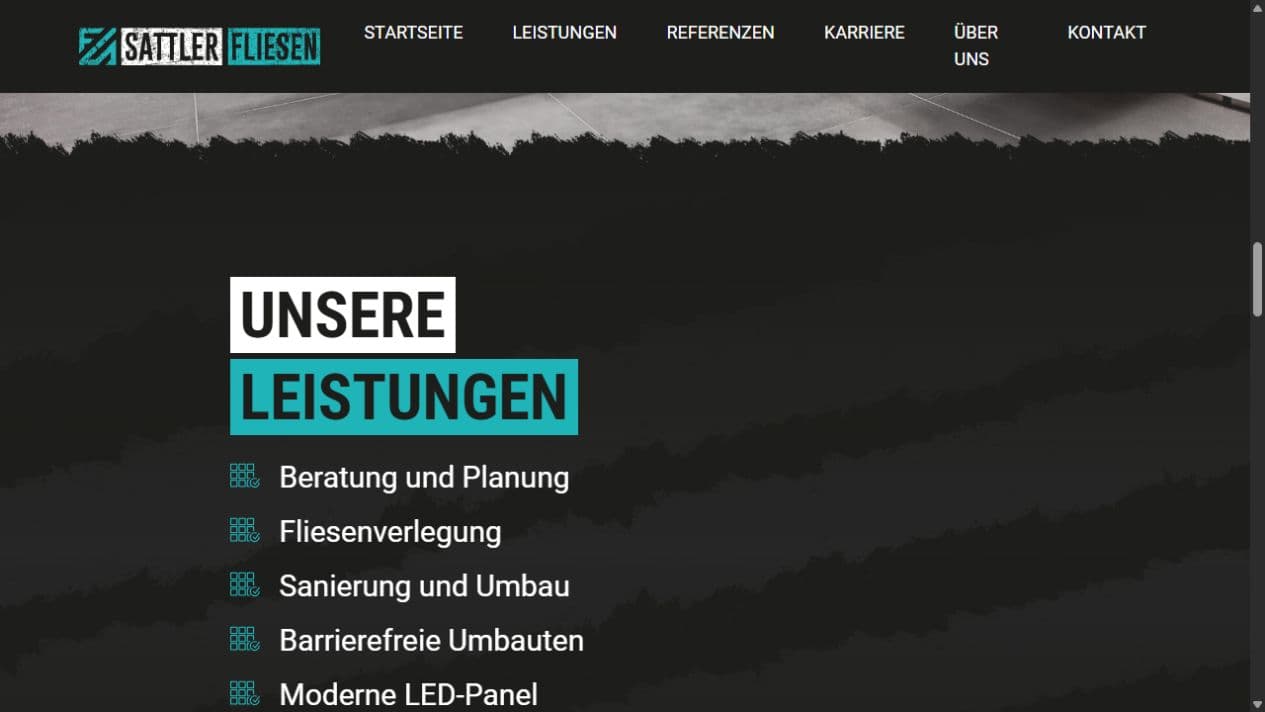 Leistungsübersicht für Beratung, Fliesenverlegung, Sanierung, barrierefreie Umbauten und LED-Panels
