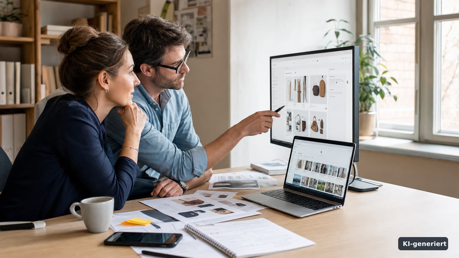 Realistische redaktionelle Aufnahme zum Beitrag „Shopware-Update, neue Google-Suchflächen und ein genauer Blick auf KI-Bilder“.