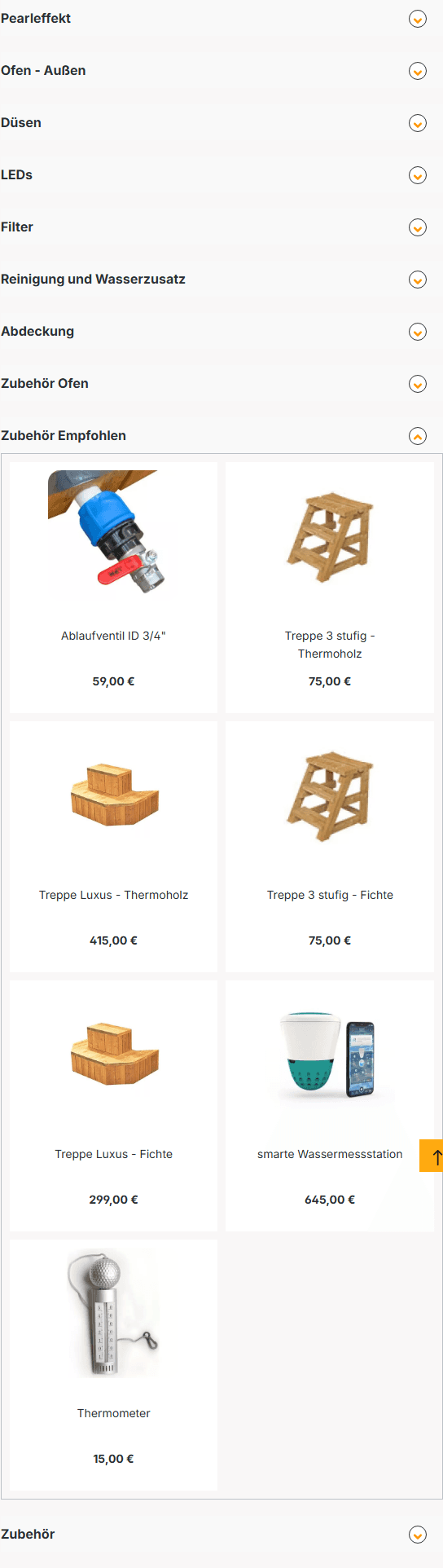 Umfangreiche Zubehör-Auswahl im Zuberland Produktkonfigurator